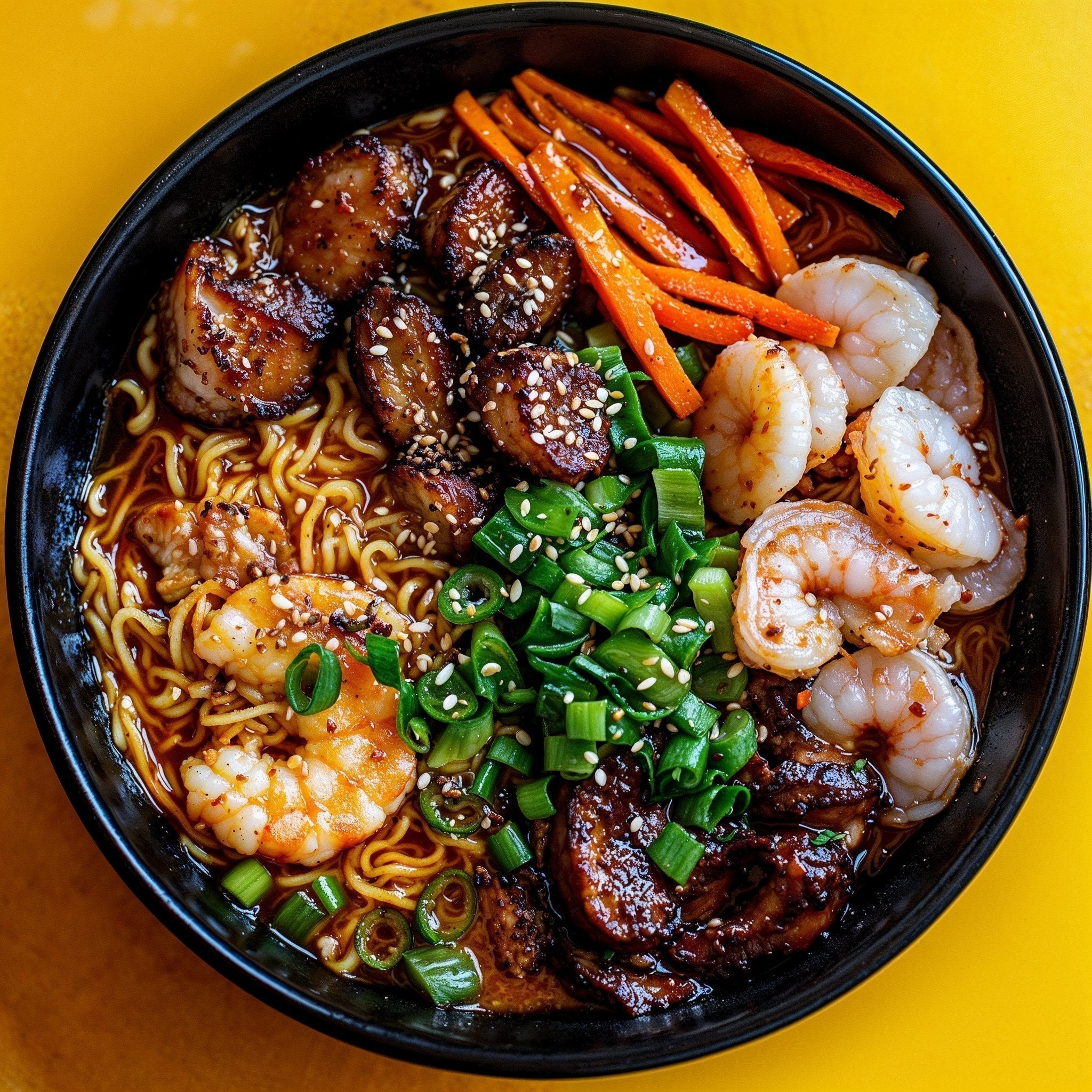 RAMEN MIT MEERESFRÜCHTEN UND KNOBLAUCH-CHILI-KICK